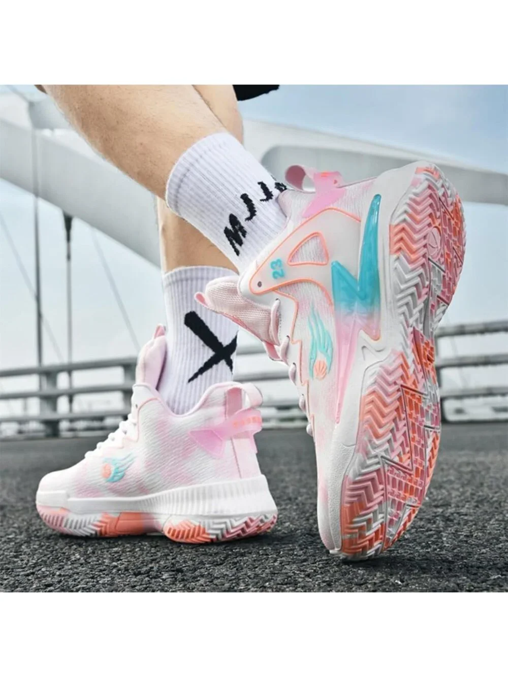 Women's Pink Breathable Non Slip Running Sneakers Comfortable Basketball Shoes